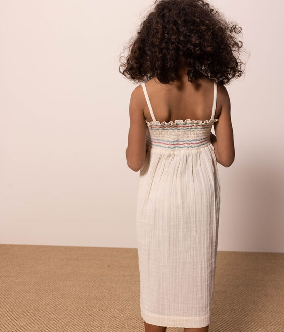 Robe sans manches en gaze de coton enfant fille écru AVALANCHE