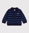 Katoenen babysweatshirt met streepjes en polokraag blauw/multicouleur