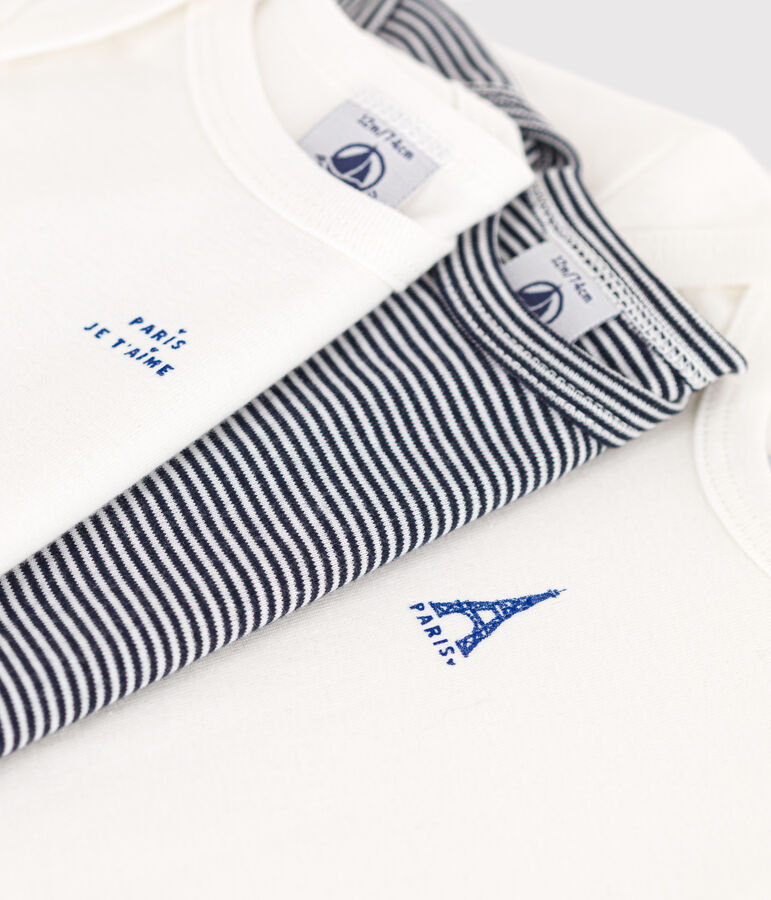 Set van 3 katoenen body's met lange mouwen met Parijs-print multicouleur