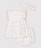 Robe sans manches avec bloomer et bandeau bébé fille en popeline de coton biologique blanc MARSHMALLOW/blanc MULTICO