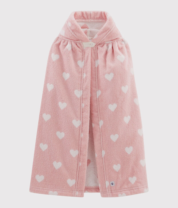 Badstoffen badcape voor baby's roze/wit