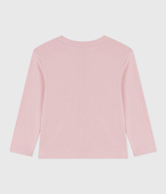 Effen katoenen T-shirt met lange mouwen voor kinderen roze JOLI