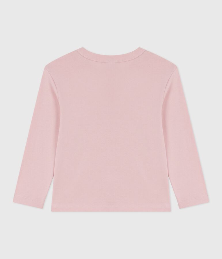 Tee-shirt enfant manches longues en coton uni rose