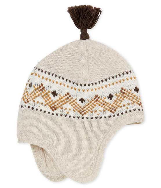 Bonnet en tricot jacquard bébé garçon beige CREAMY CHINE