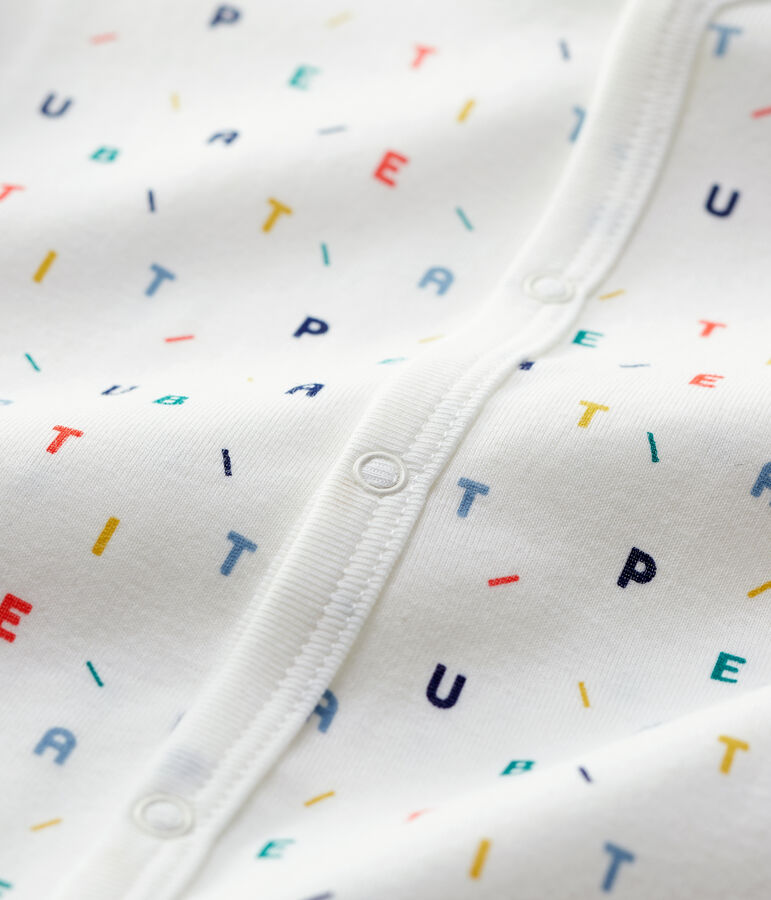 Slaappakje met meerkleurige letterprint van biologisch katoen wit MARSHMALLOW/wit MULTICO