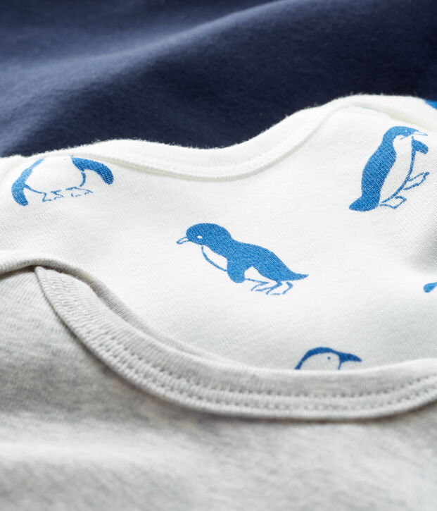 Trio rompertjes met lange mouwen babyjongen multicouleur