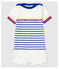 Combinaison courte en jersey rayé bébé garçon blanc MARSHMALLOW/bleu SURF