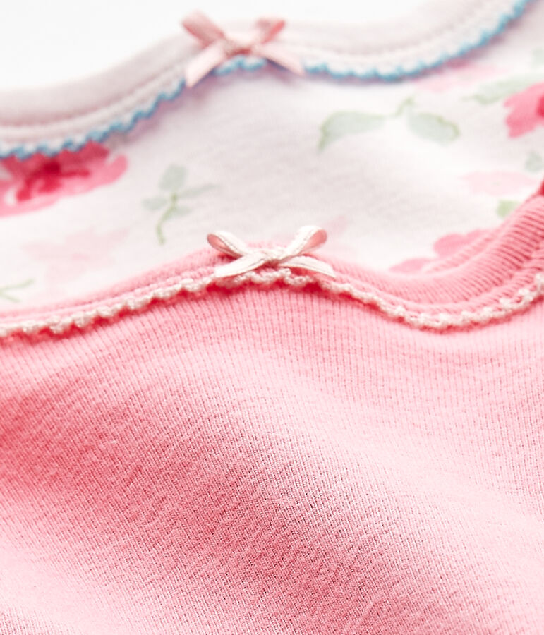 Lot de 2 bodies b&eacute;b&eacute; fille manches courtes blanc