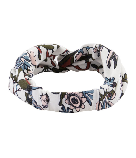 Hoofdband exclusief met bloemen bedrukt. wit MARSHMALLOW/wit MULTICO