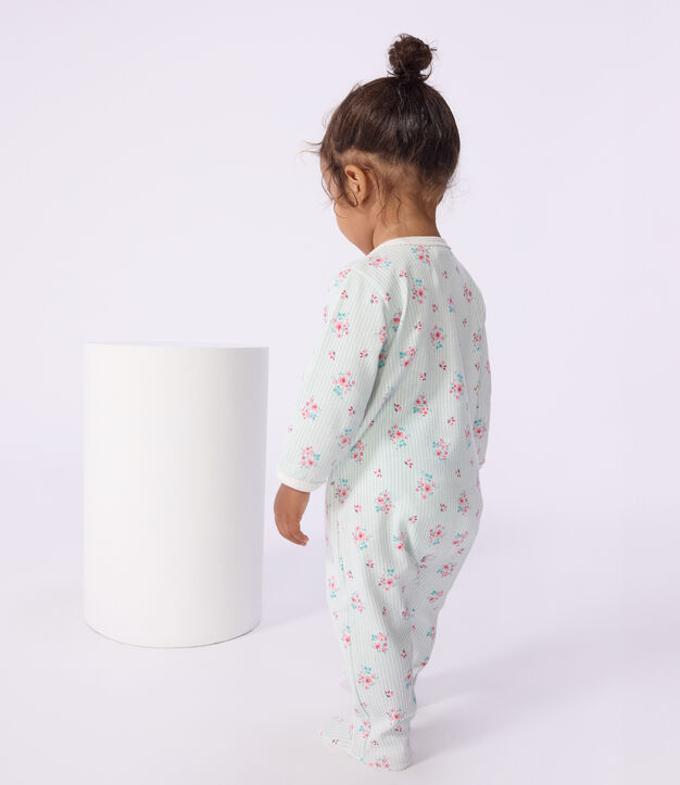 Pyjama b&eacute;b&eacute; en coton imprim&eacute; fleuri blanc/multicouleur