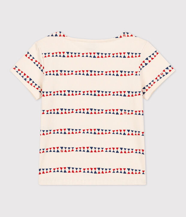 Tee-shirt manches courtes en coton enfant fille &eacute;cru/multicouleur