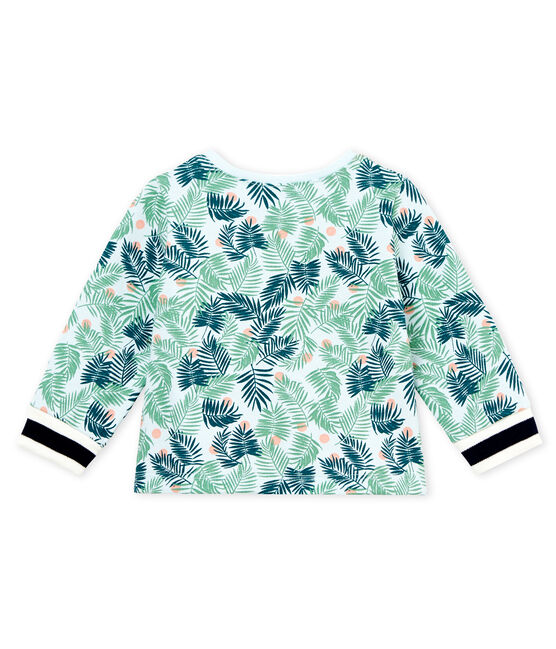 Cardigan bébé fille en maille imprimée bleu BOCAL/blanc MULTICO