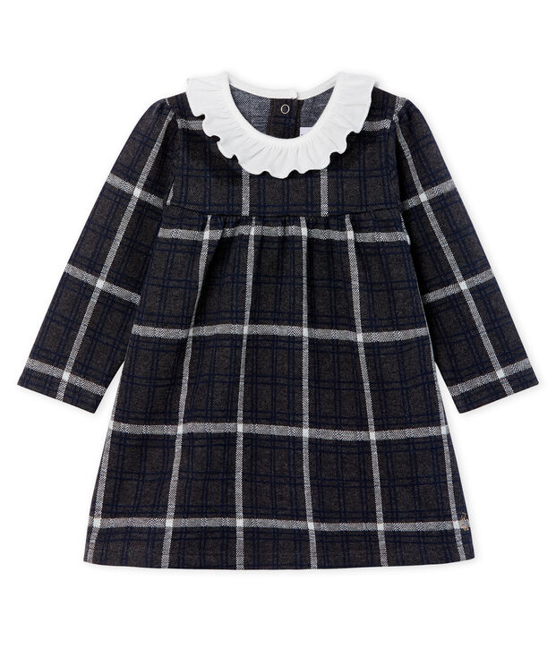 Robe manches longues b&eacute;b&eacute; fille &agrave; carreaux gris/multicouleur