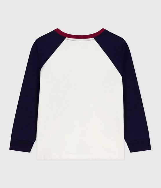 Katoenen T-shirt met lange mouwen en colorblockprint voor kinderen blauw MILK/ SOIR