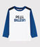 T-shirt in jersey oor jongens kinderen wit MARSHMALLOW/blauw MAJOR