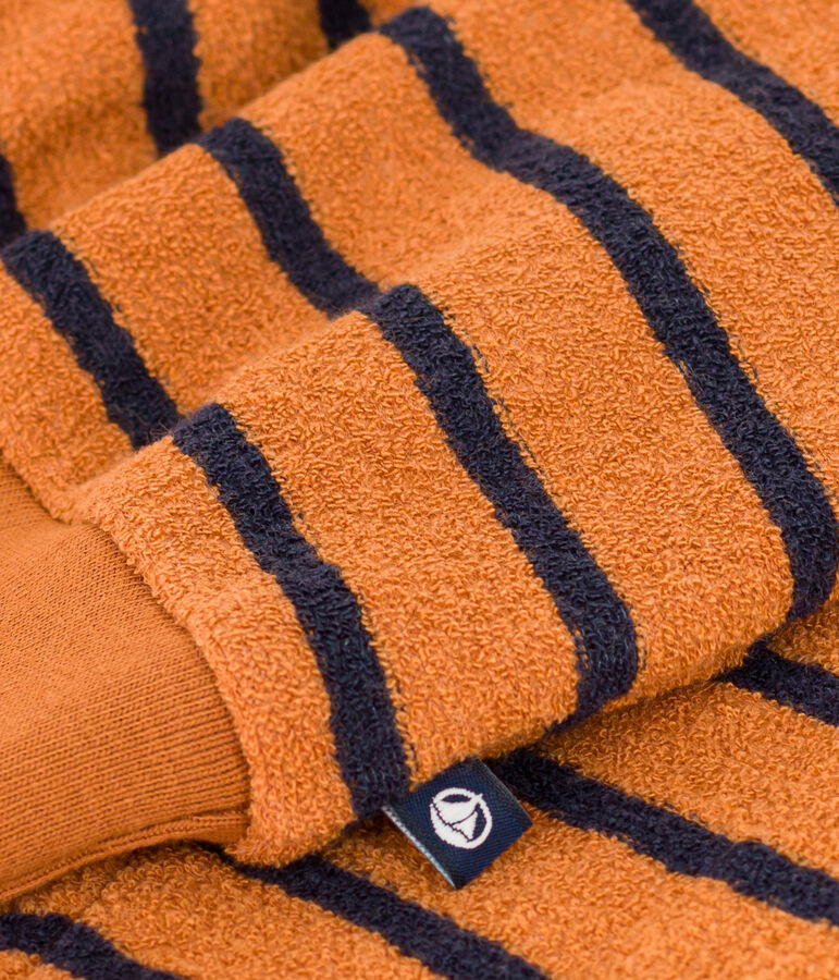 Sweatshirt en bouclette &eacute;ponge ray&eacute;e b&eacute;b&eacute; marron/bleu