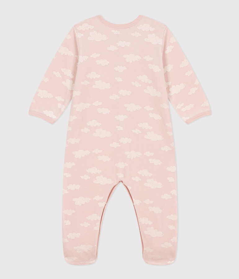 Babypyjama met wolkenprint van velours roze/wit