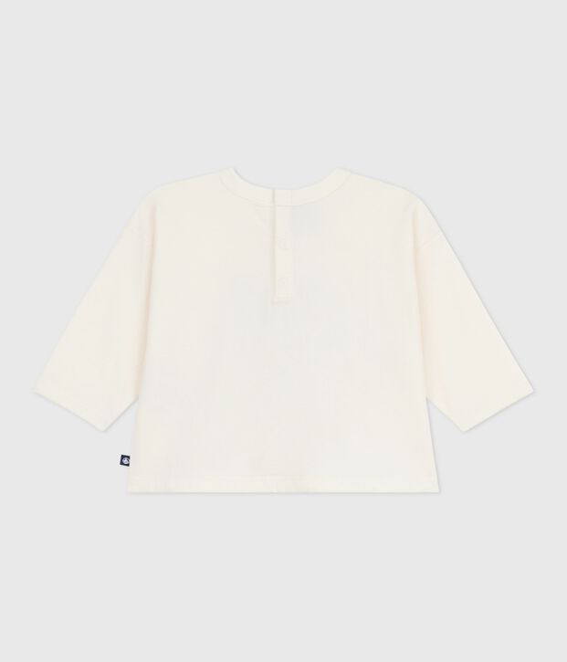 Baby T-shirt van katoen met lange mouwen ecru/multicouleur