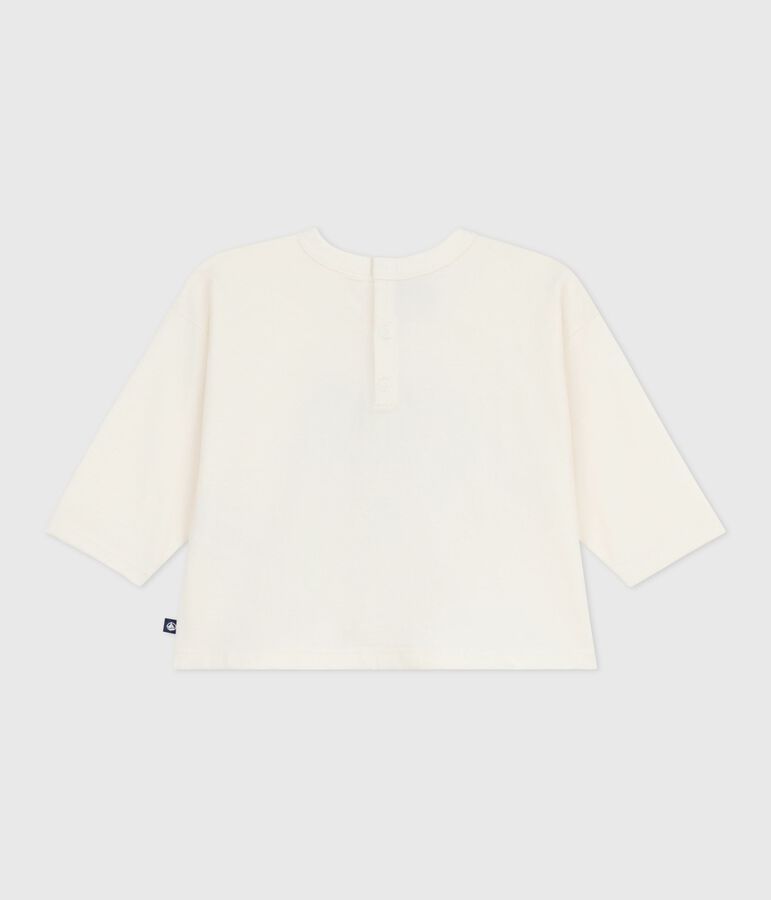 Baby T-shirt van katoen met lange mouwen ecru/multicouleur