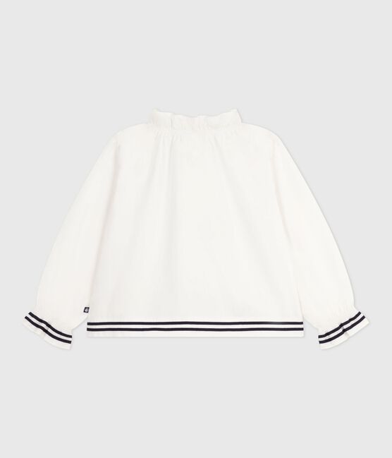Blouse enfant en popeline de coton manches longues unie blanc ECUME