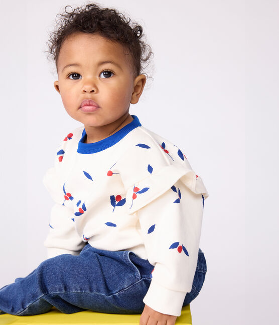 Katoenen sweatshirt met walvisprint voor baby's MILK/ MULTICO