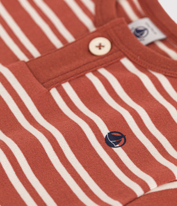 T-shirt met korte mouwen in jerseystof voor baby's bruin/ecru