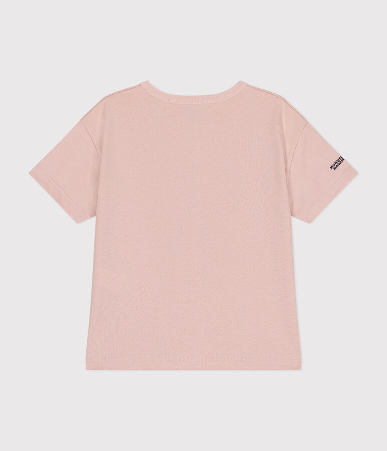 Katoenen T-shirt met Monsieur Madame-motief voor kinderen roze SALINE