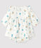 Robe fleurie manches longues avec bloomer bébé fille en tissu couche blanc MARSHMALLOW/blanc MULTICO