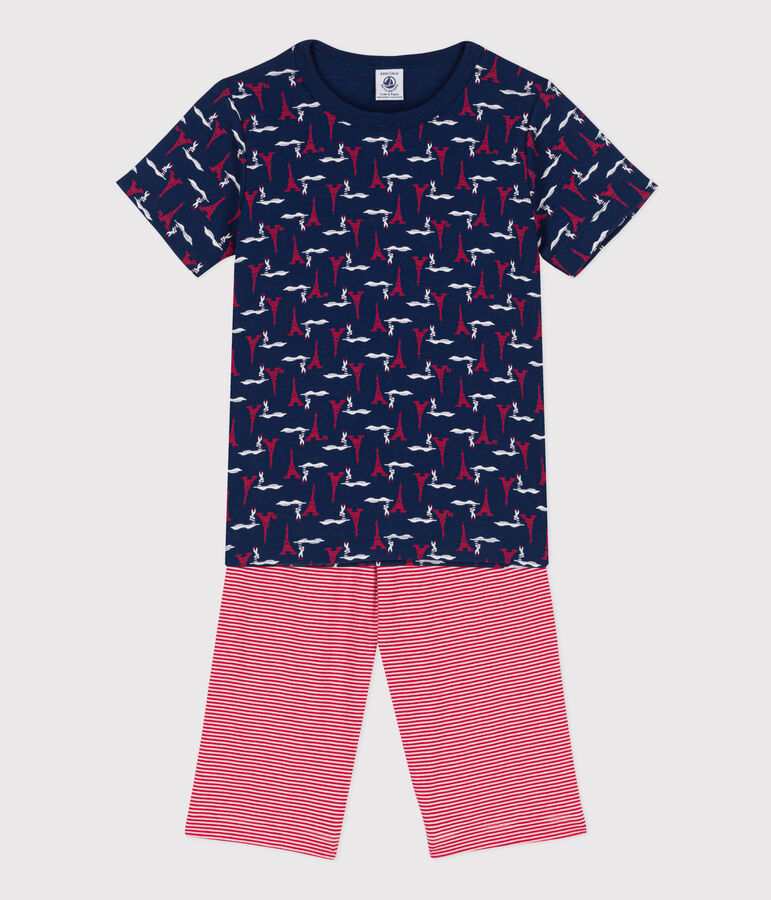 Pyjacourt Paris en coton petit gar&ccedil;on bleu/multicouleur