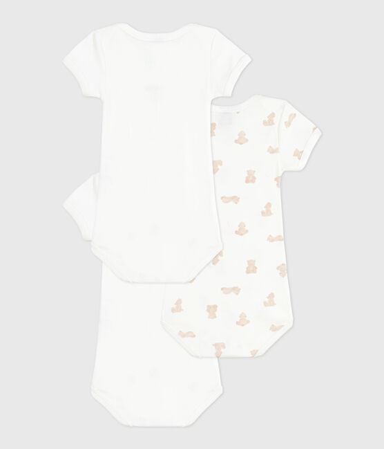 Setje van katoenen babybody's met korte mouwen en berenprint variante 1