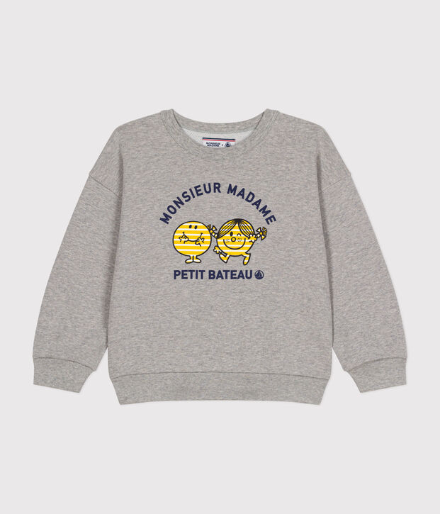 Fleece sweatshirt met Monsieur Madame-motief voor kinderen grijs