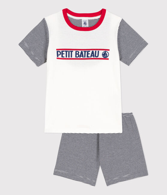 Pyjacourt Petit Bateau en coton enfant bleu SMOKING/blanc MARSHMALLOW