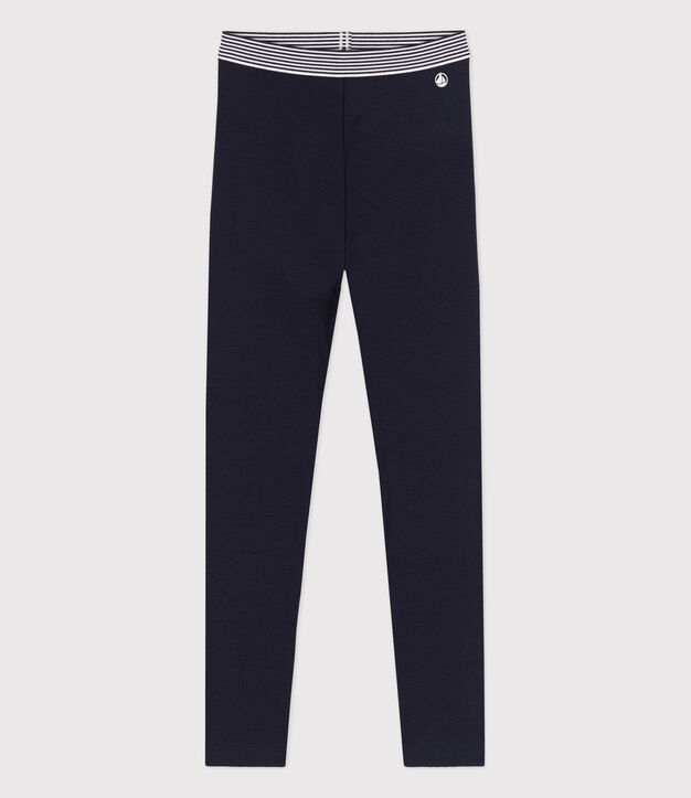 Jegging enfant en coton et &eacute;lasthanne bleu marine