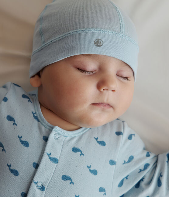 Effen katoenen babymutsje blauw TOUDOU