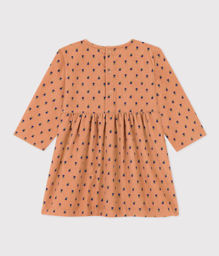 Robe manches longues en velours b&eacute;b&eacute; rose/multicouleur