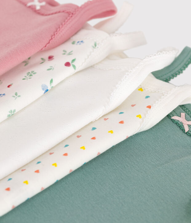Lot de 5 bodies bretelles en coton fleuri b&eacute;b&eacute; multicouleur