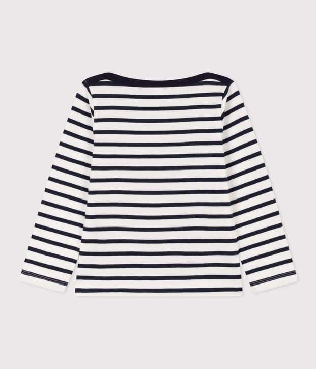 Marini&egrave;re s&eacute;rigraphi&eacute;e en coton &eacute;pais enfant fille blanc/bleu