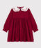 Flanellen kinderjurkje met lange mouw met print rood AMARANTE/ TERKUIT