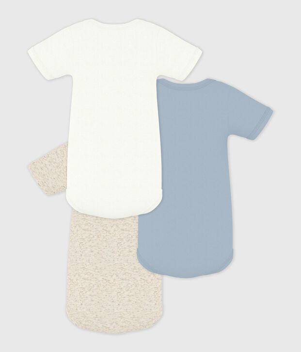 Lot de 3 bodies manches courtes en coton uni b&eacute;b&eacute; multicouleur