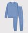 Pyjama enfant en coton &eacute;ponge uni bleu