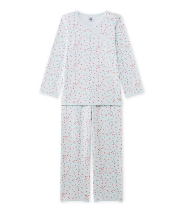 Pyjama fille en bouclette velours bleu/multicouleur
