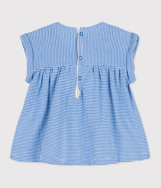 Blouse met korte mouwen van biologisch katoen voor baby's blauw BRASIER/grijs MARSHMALLOW