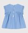 Blouse met korte mouwen van biologisch katoen voor baby's blauw BRASIER/grijs MARSHMALLOW