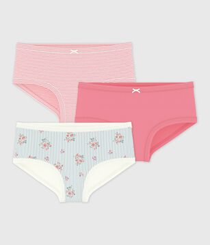 Setje van katoenen kinderonderbroekjes met hoge taille en bloemenprint multicouleur