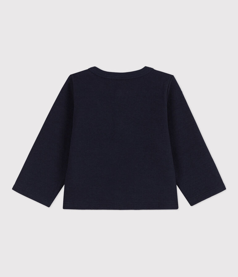 Cardigan b&eacute;b&eacute; uni en jersey &eacute;pais bleu