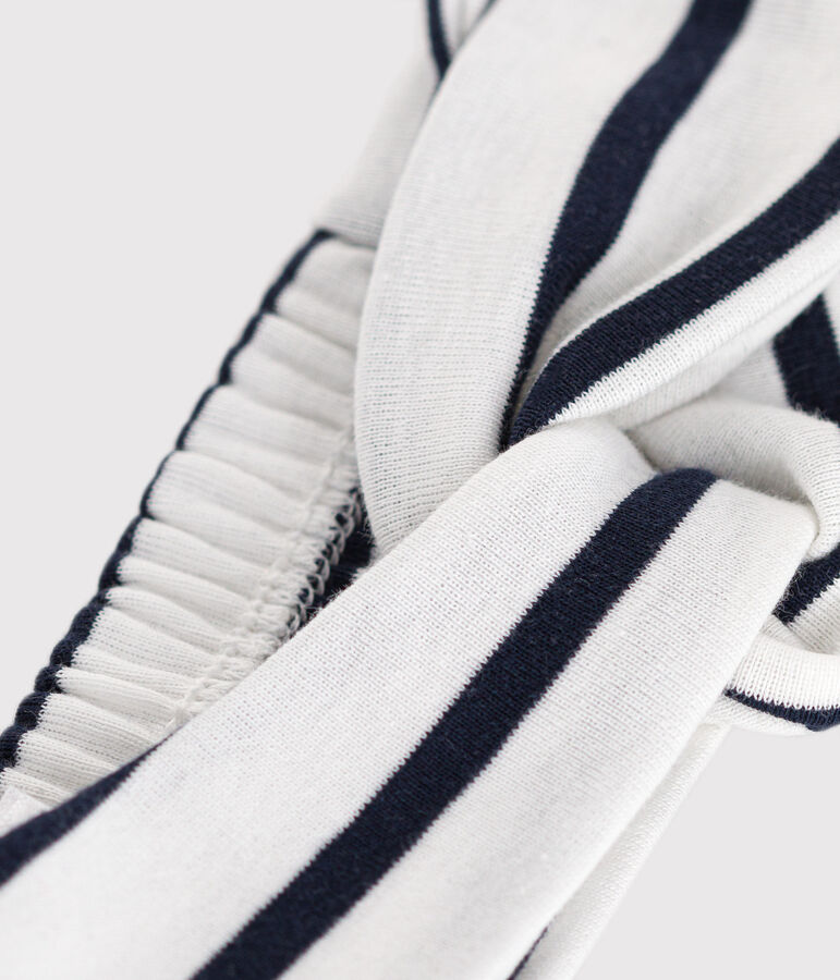 Gestreepte katoenen haarband voor babymeisjes wit MARSHMALLOW/blauw SMOKING