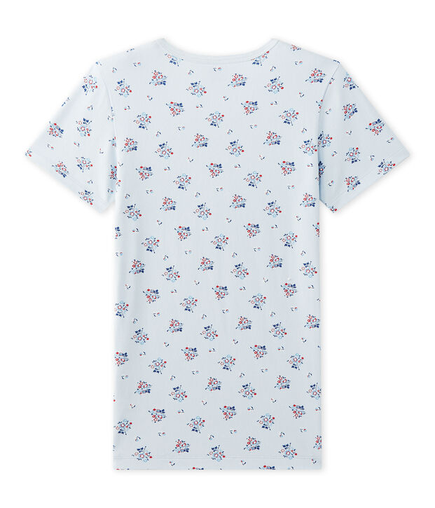 T-shirt fille imprim&eacute; en jersey stretch bleu/multicouleur