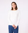 L'Iconique, T-shirt met lange mouw van effen ribstof voor dames wit ECUME