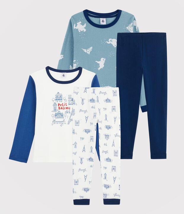 Set van 2 pyjama's van ribstof voor kleine jongens multicouleur