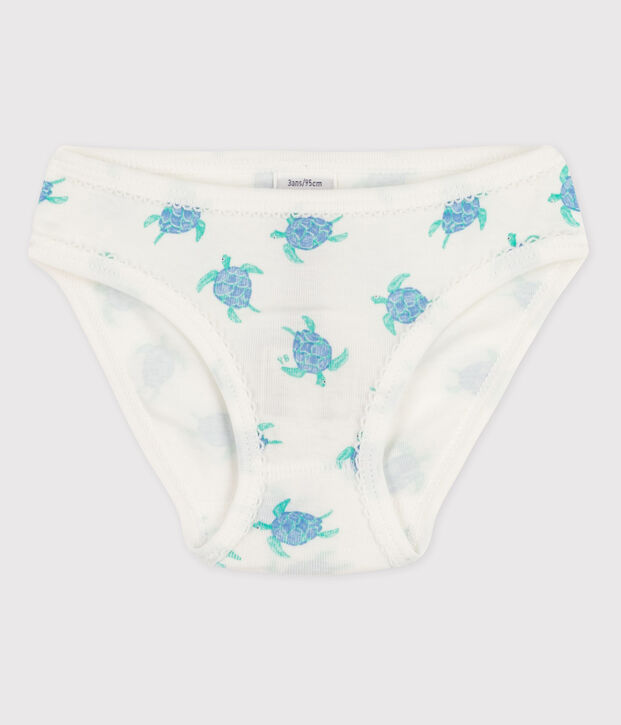 Katoenen meisjesslip wit/blauw/multicouleur